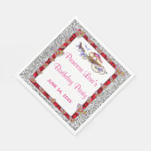 Red Ribbon Silver Glitzer Royal Princess Birthday Serviette (Ecke)