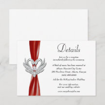 Red Ribbon Silver Swans Hochzeitdetails