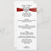 Red Ribbon Silver Swans Menu Card Menükarte (Vorne/Hinten)