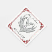 Red Ribbon Silver Swans Paper Napkins Serviette (Ecke)