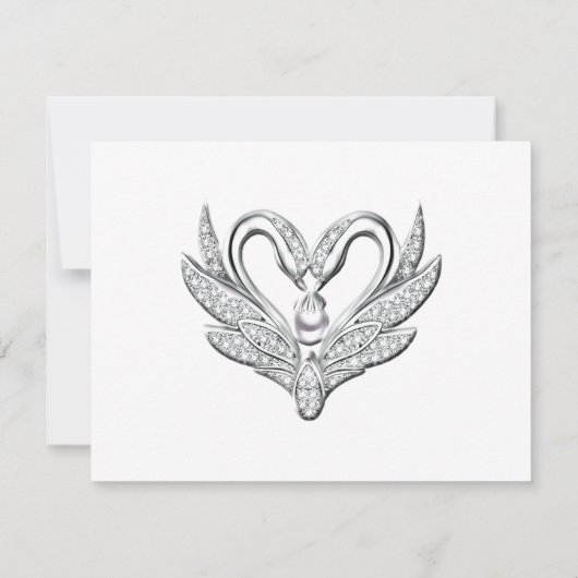 Red Ribbon Silver Swans Save the Date Card Einladung (Rückseite)