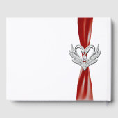 Red Ribbon Silver Swans Wedding Gästebuch (Rückseite)