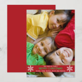 Red Ribbon Snowflakes Weihnachtskarte Feiertagskarte (Vorne/Hinten)