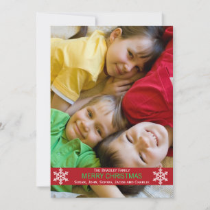 Red Ribbon Snowflakes Weihnachtskarte Feiertagskarte