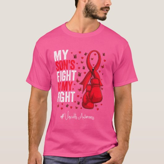 Red Ribbon Son Vasculitis Bewusstsein T-Shirt (Vorderseite)