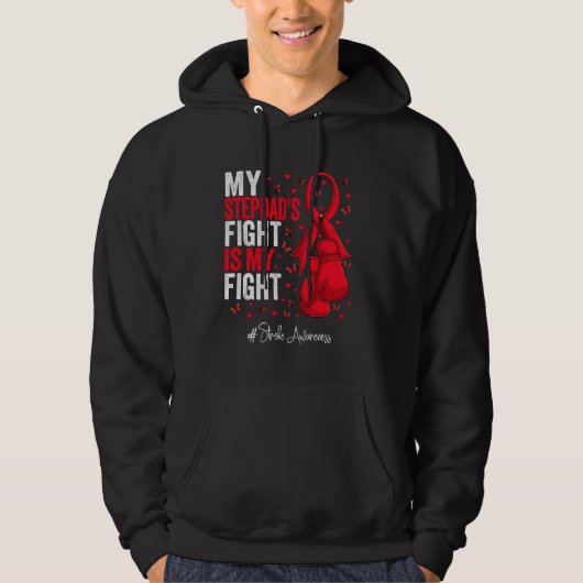 Red Ribbon Stepdad Stroke Bewusstsein Hoodie (Vorderseite)