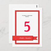 Red Ribbon-Tischnummer Postkarte (Vorne/Hinten)