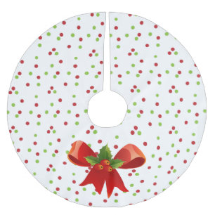 Red Ribbon und Polka-Punkte - Weihnachtsbaumrock Polyester Weihnachtsbaumdecke