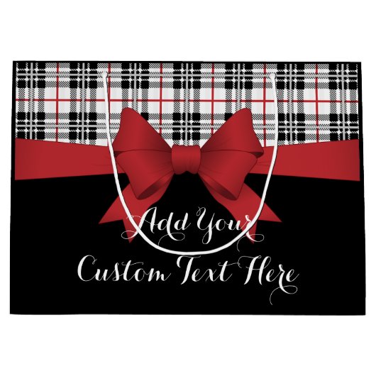 Red Ribbon und Tartan Kariert Große Geschenktüte (Vorderseite)