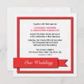Red Ribbon Wedding Einladung (Vorne/Hinten)