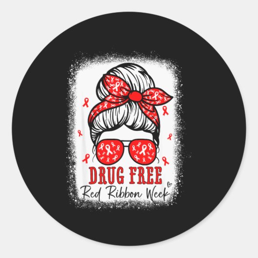 Red Ribbon Week Awareness Coquette Drug Anti-drug Runder Aufkleber (Vorderseite)