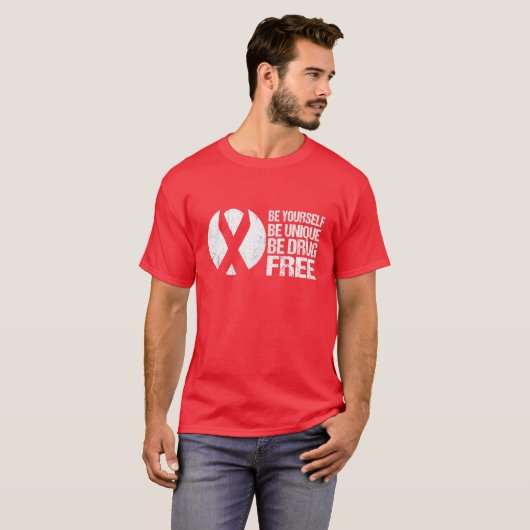 Red Ribbon Week Bewusstsein 2021 Seien Sie selbst T-Shirt (Vorne ganz)