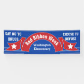 Red Ribbon Week - Drug Free Banner Modern Blue (Horizontal)
