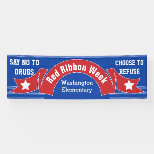 Red Ribbon Week - Drug Free Banner Modern Blue (Horizontal)