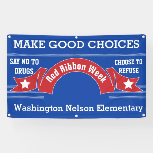 Red Ribbon Week - Drug Free Choices Blue Banner (Horizontal)