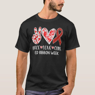 Red Ribbon Week Peace Liebe Kure Awareness Kids Bo T-Shirt