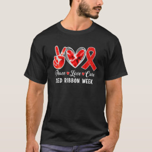 Red Ribbon Week Peace Liebe Kure Awareness Kids Bo T-Shirt