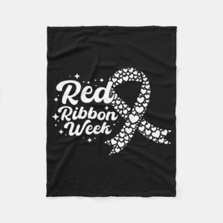 Red Ribbon Week Ribbon Hearts Wear Red Ribbon Awar Fleecedecke
