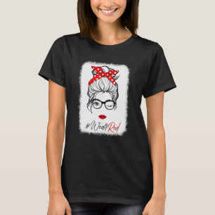 Red Ribbon Week Wink Eye Messy Bun Brillen Just Sa T-Shirt