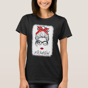 Red Ribbon Week Wink Eye Messy Bun Brillen Just Sa T-Shirt