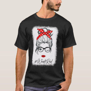 Red Ribbon Week Wink Eye Messy Bun Brillen Just Sa T-Shirt