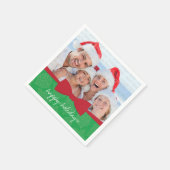 Red Ribbon Weihnachtsfeiertag Foto Paper Napkins Serviette (Ecke)