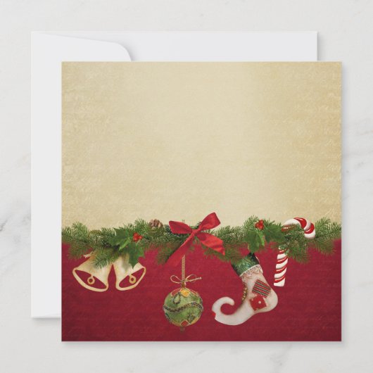 Red Ribbon Weihnachtsschmuck Brautparty Einladung (Rückseite)