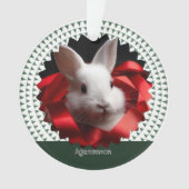Red ribbon white bunny Christmas Tree Ornament (Vorderseite)