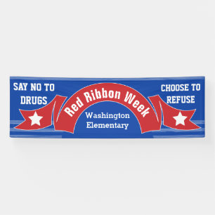 Red Ribbon Woche - Drogenfrei Banner Modern Blau
