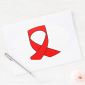 Red Ribbon Zeichnend Ovaler Aufkleber (Umschlag)