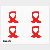 Red Ribbon Zeichnend Ovaler Aufkleber (Blatt)