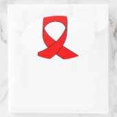 Red Ribbon Zeichnend Ovaler Aufkleber (Tasche)