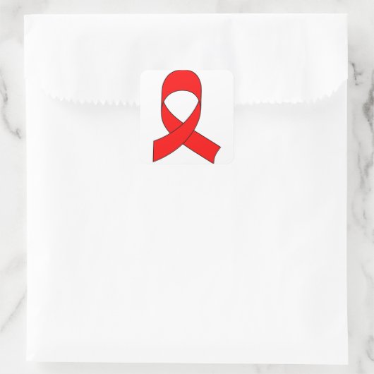Red Ribbon Zeichnend Quadratischer Aufkleber (Tasche)