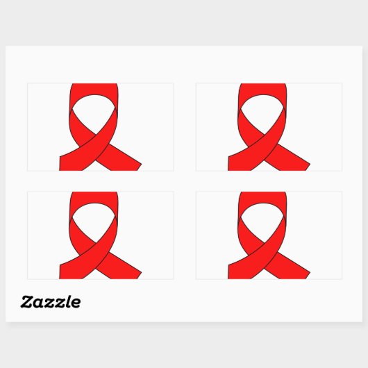 Red Ribbon Zeichnend Rechteckiger Aufkleber (Blatt)