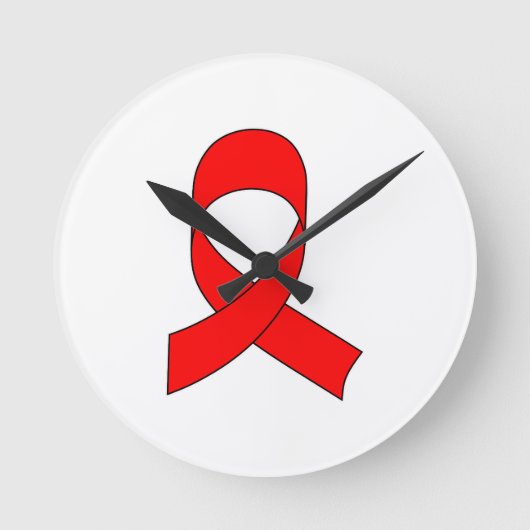 Red Ribbon Zeichnend Runde Wanduhr (Vorderseite)