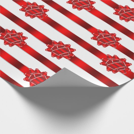 Red Ribbons & Bows Weihnachtsfeiertag Geschenkpapier (Ecke)