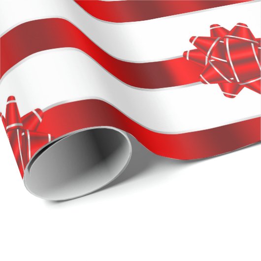 Red Ribbons & Bows Weihnachtsfeiertag Geschenkpapier (Rolleneckpunkt)