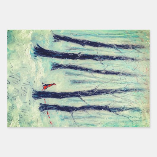 Red Riding Hood ähnliche Figur in einem Winterwald Geschenkpapier Set (Vorderseite)