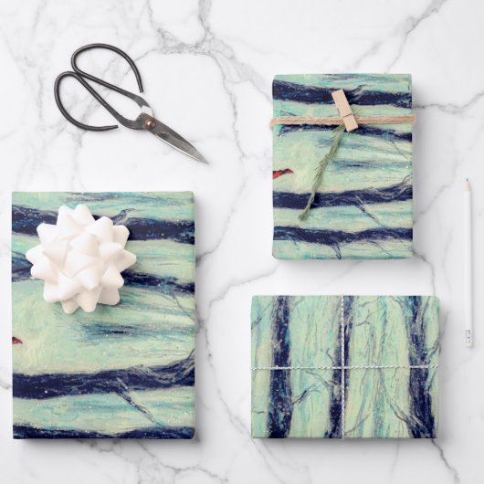 Red Riding Hood ähnliche Figur in einem Winterwald Geschenkpapier Set (Vorderseite)