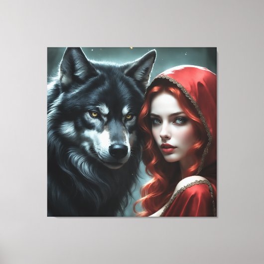Red riding hood an his wolf leinwanddruck (Vorderseite)