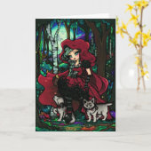 Red Riding Hood Fairytale Fantasy Art Karte (Gelbe Blume)
