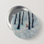 Red Riding Hood-Figur in einem Winterwald Button (Vorne & Hinten)