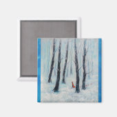 Red Riding Hood-Figur in einem Winterwald Magnet (Vorderseite/Rückseite)