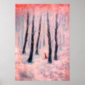 Red Riding Hood-Figur in einem Winterwald Poster (Vorne)