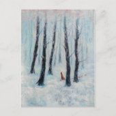 Red Riding Hood-Figur in einem Winterwald Postkarte (Vorderseite)