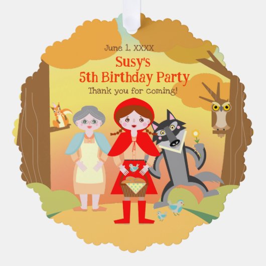 Red Riding Hood Girl Geburtstagsparty Ornament Karte (Vorderseite)