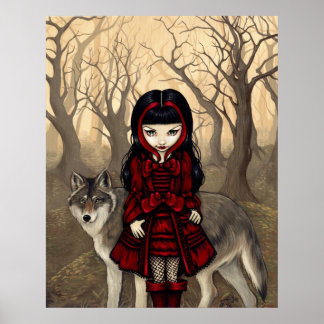 Red Riding Hood im Herbst ART DRUCKEN gothischer W Poster
