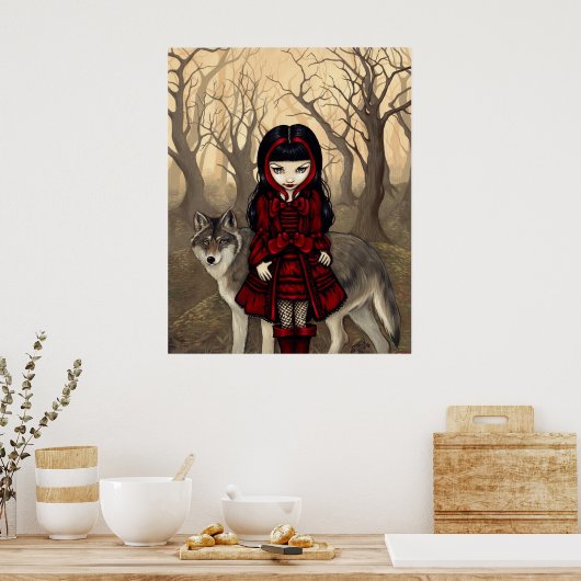 Red Riding Hood im Herbst ART DRUCKEN gothischer W Poster (Küche)