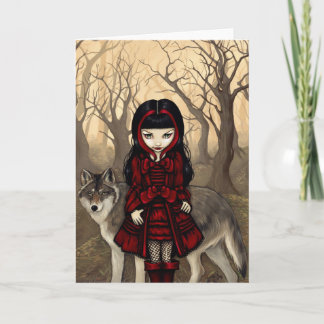 "Red Riding Hood in Herbst" Grußkarte Karte