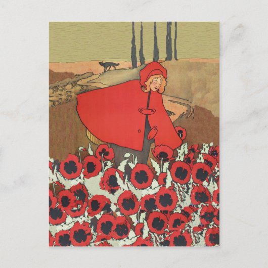 Red Riding Hood Picking Poppies Postkarte (Vorderseite)